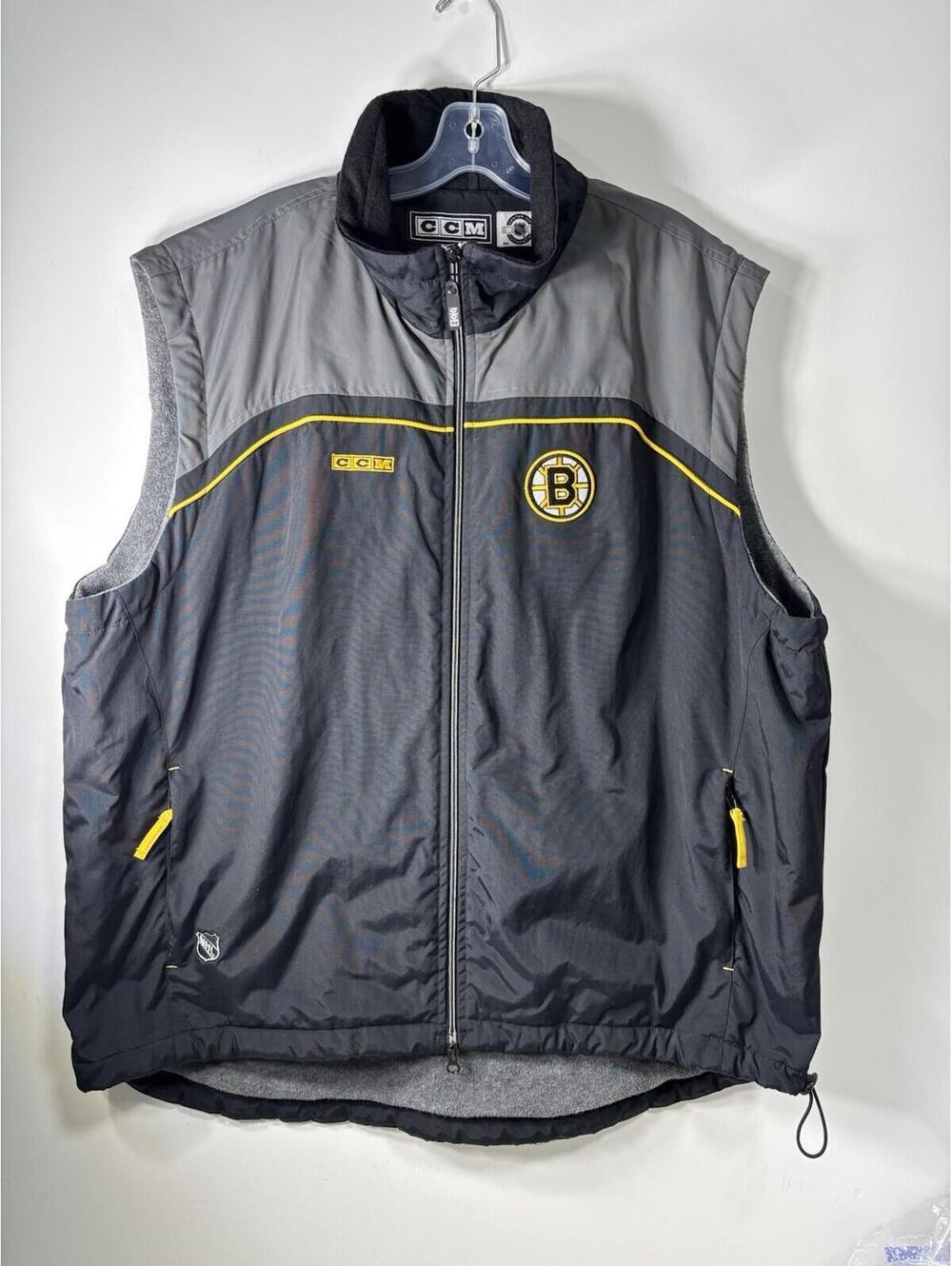 Vintage NHL Hockey Boston Bruins CCM Sleeveless Zip Vest - Size Extra Large